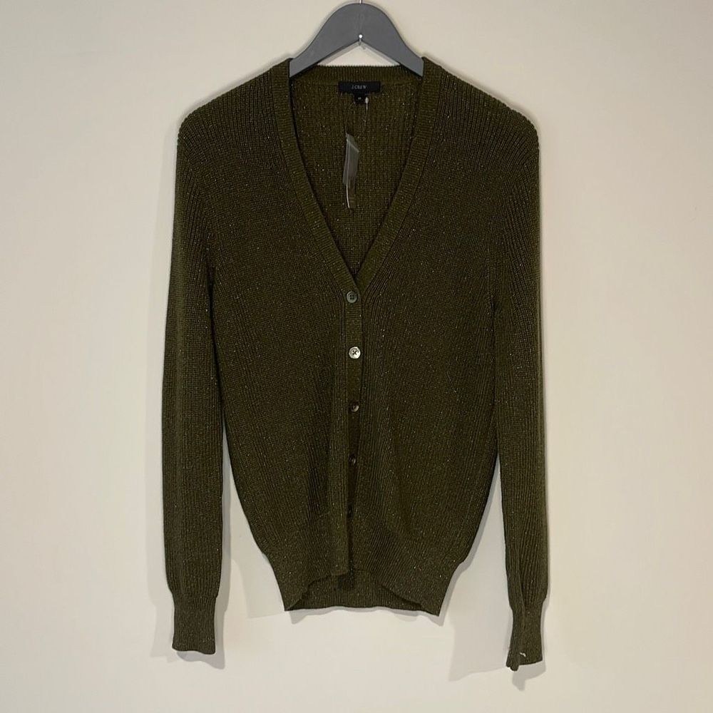 BOGO! J. Crew Women’s Cardigan Sweater Button Knit Green Metallic NWT Medium M